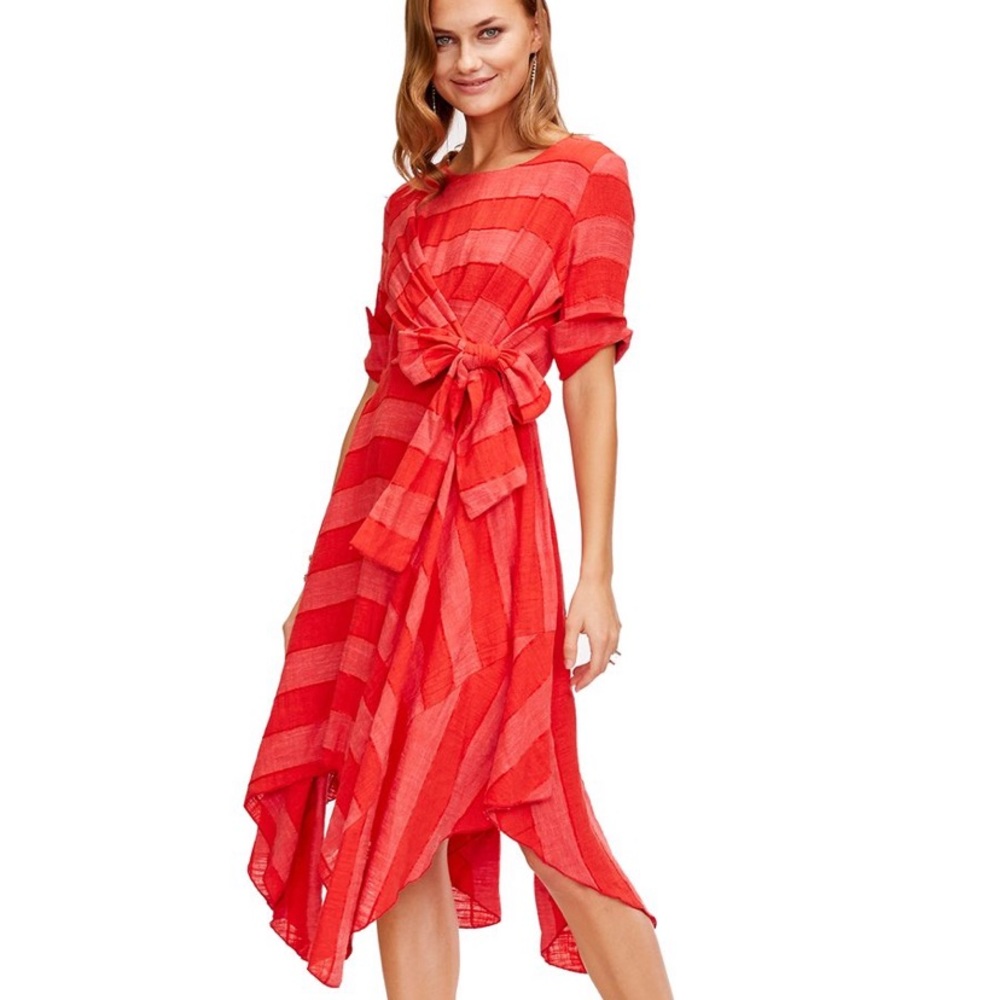 ISO Eva Franco Linen Red striped dress